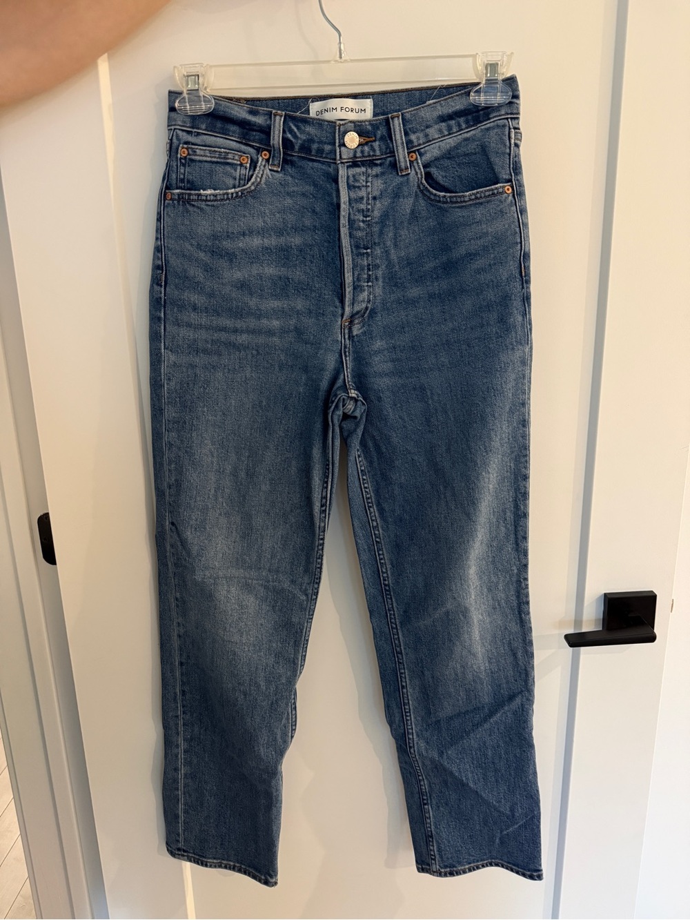 Denim Forum Straight Leg Jeans in Blue